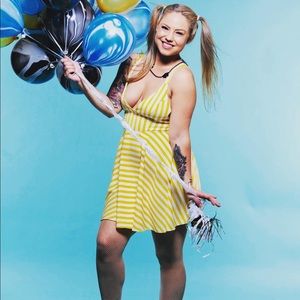 Michael Sala x Revolve mini dress yellow stripe M